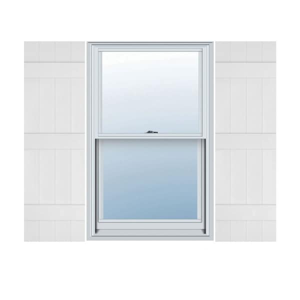 Ekena Millwork Lifetime Vinyl, Standard Four Board Joined, Board-n-Batten Shutters, LJ4S14X06300WH, PR LJ4S14X06300WH - main